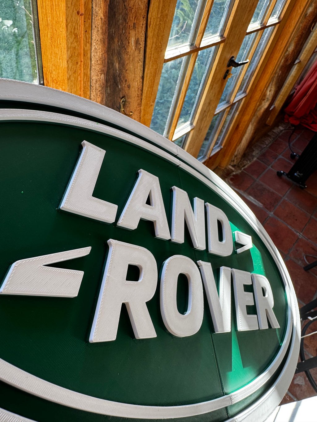 Land Rover 3D Printed Wall Plaque – Classic Green & White 4x4 Garage Sign – Large Display