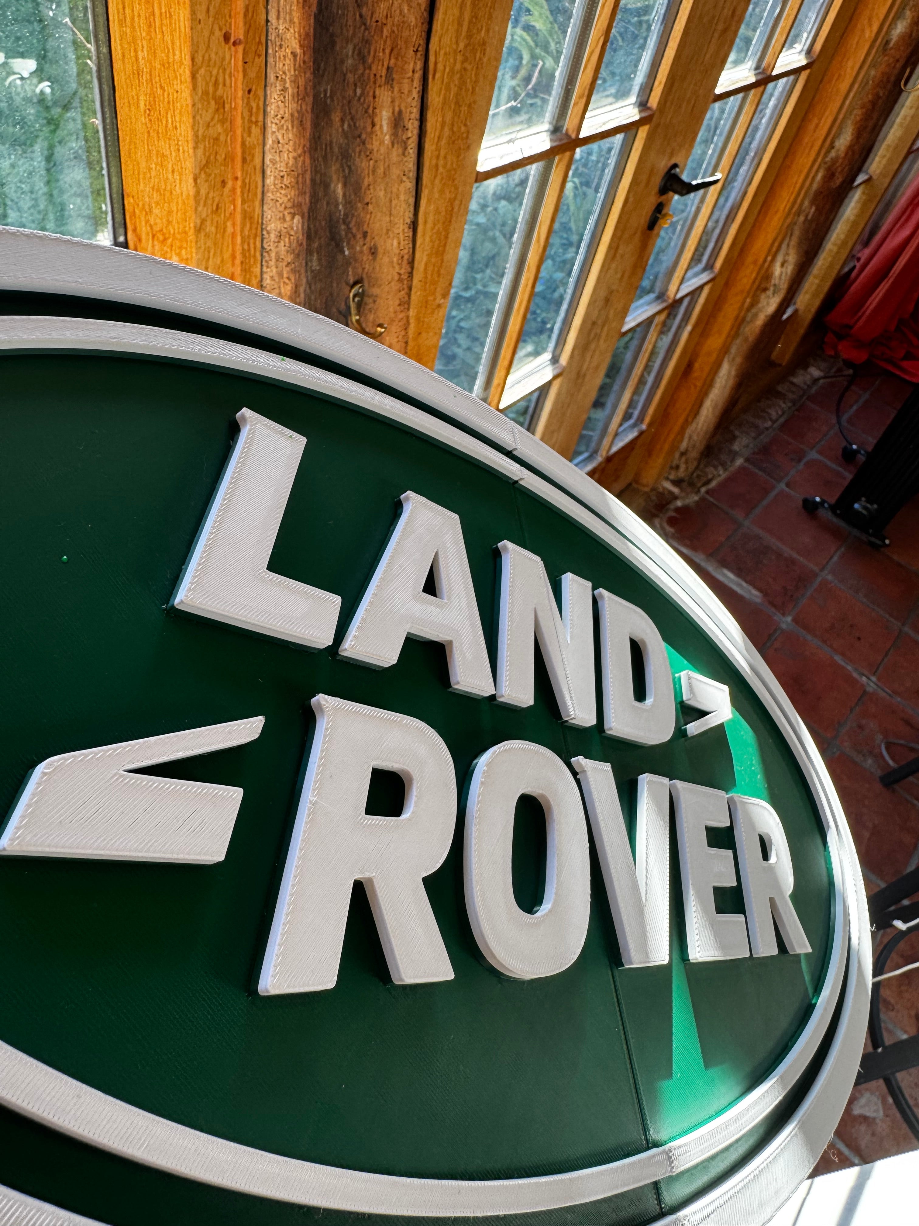 Land Rover 3D Printed Wall Plaque – Classic Green & White 4x4 Garage Sign – Large Display