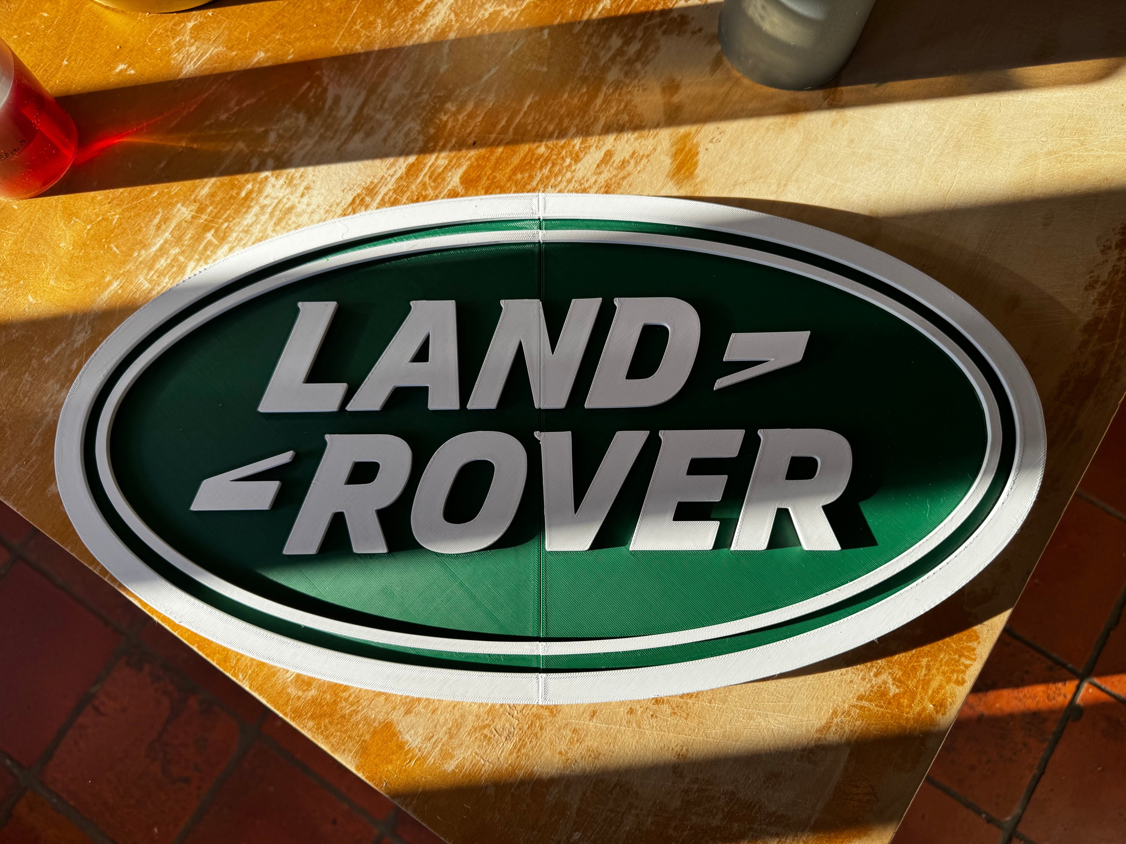 Land Rover 3D Printed Wall Plaque – Classic Green & White 4x4 Garage Sign – Large Display