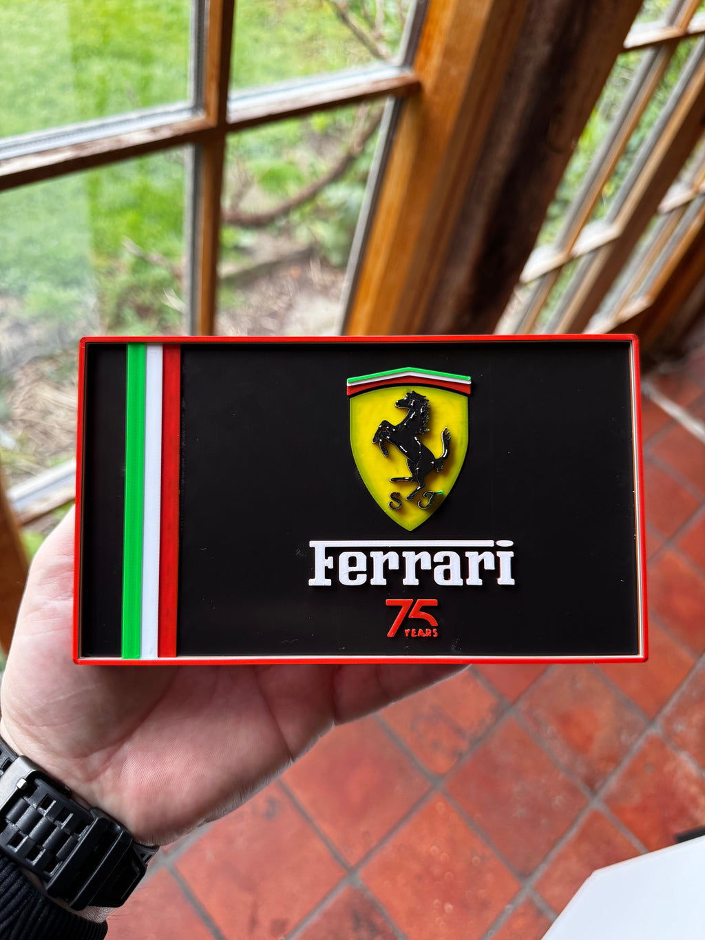 Ferrari 75 Years 3D Printed Plaque – Italian Supercar Motorsport Garage Wall Sign