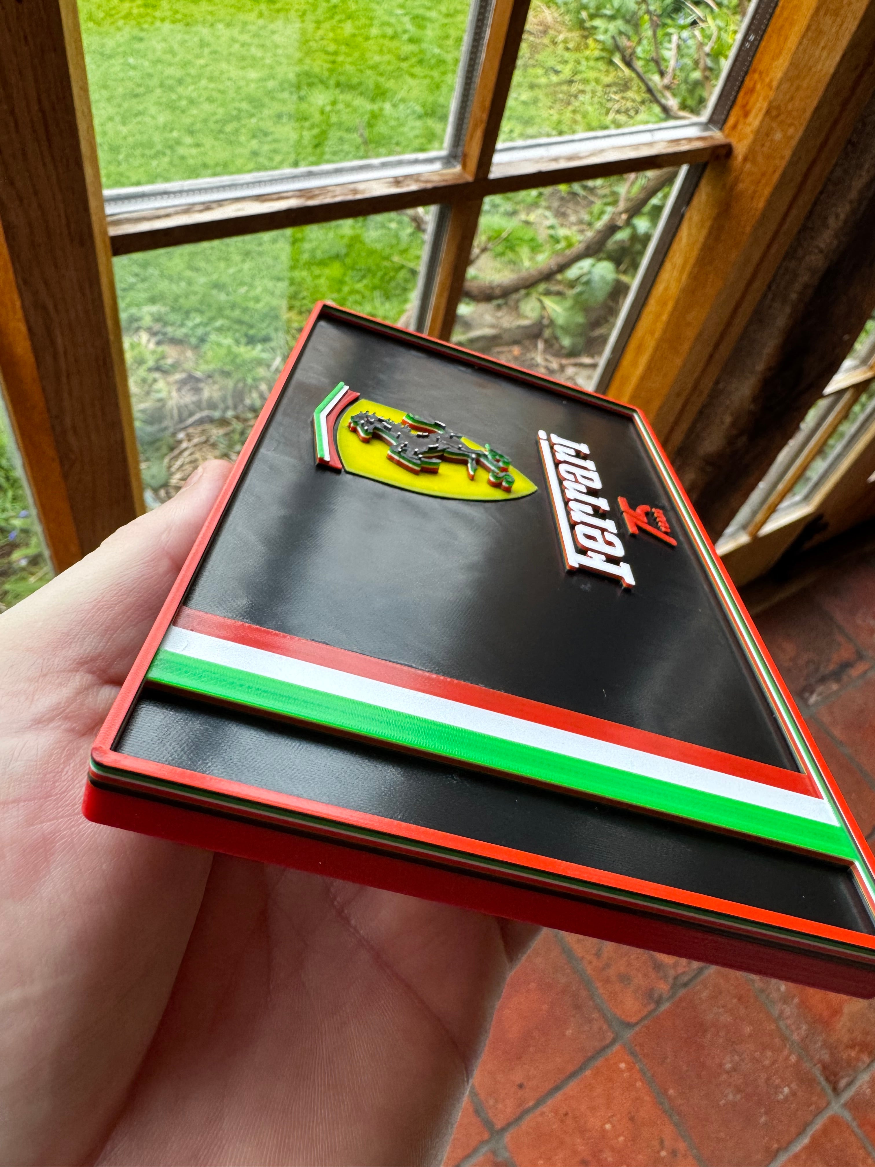 Ferrari 75 Years 3D Printed Plaque – Italian Supercar Motorsport Garage Wall Sign