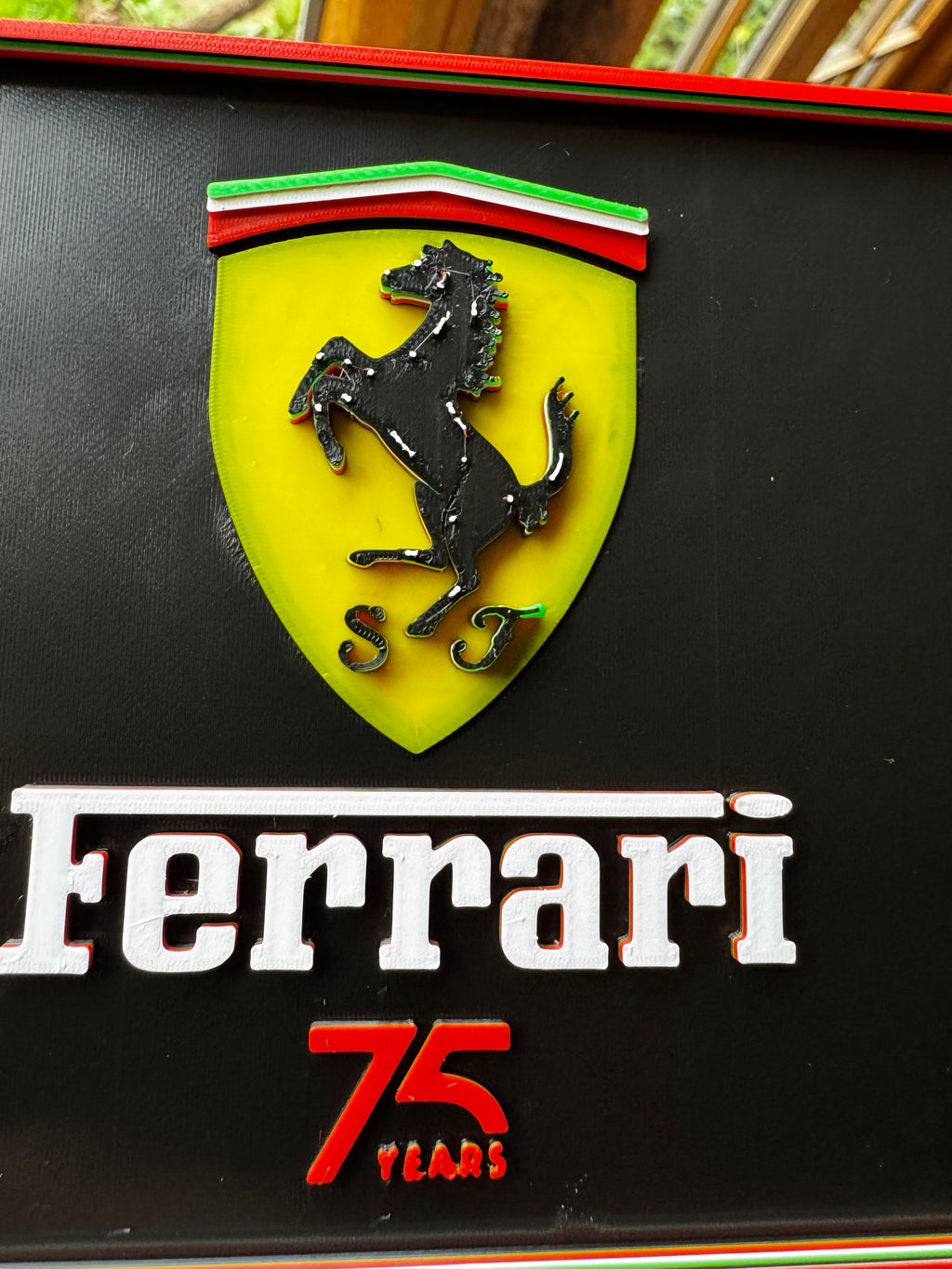 Ferrari 75 Years 3D Printed Plaque – Italian Supercar Motorsport Garage Wall Sign