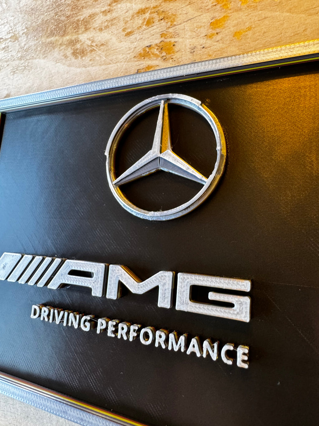 Mercedes AMG Driving Performance 3D Printed Plaque – German Motorsport Garage Wall Sign
