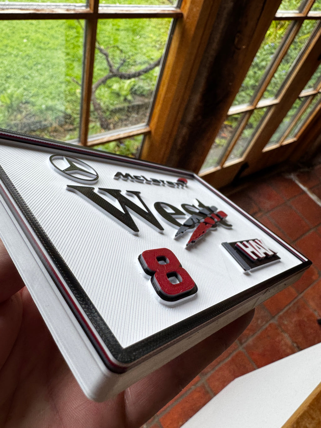 McLaren Mercedes West No.8 HAK 3D Printed Motorsport Plaque – F1 Inspired Wall Sign