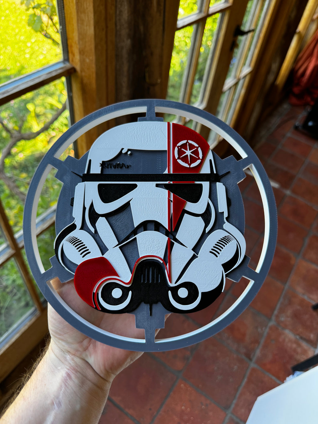 Star Wars Stormtrooper Helmet 3D Wall Plaque – Imperial Style Red, White & Black Sci-Fi Display Sign