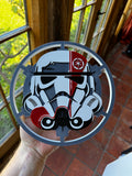 Star Wars Stormtrooper Helmet 3D Wall Plaque – Imperial Style Red, White & Black Sci-Fi Display Sign