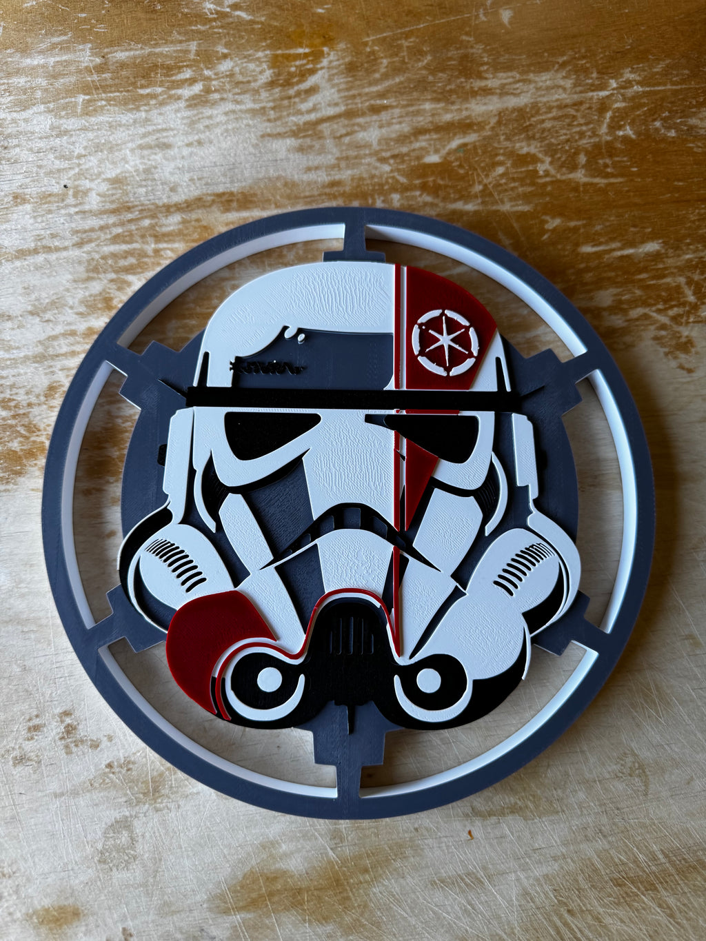 Star Wars Stormtrooper Helmet 3D Wall Plaque – Imperial Style Red, White & Black Sci-Fi Display Sign