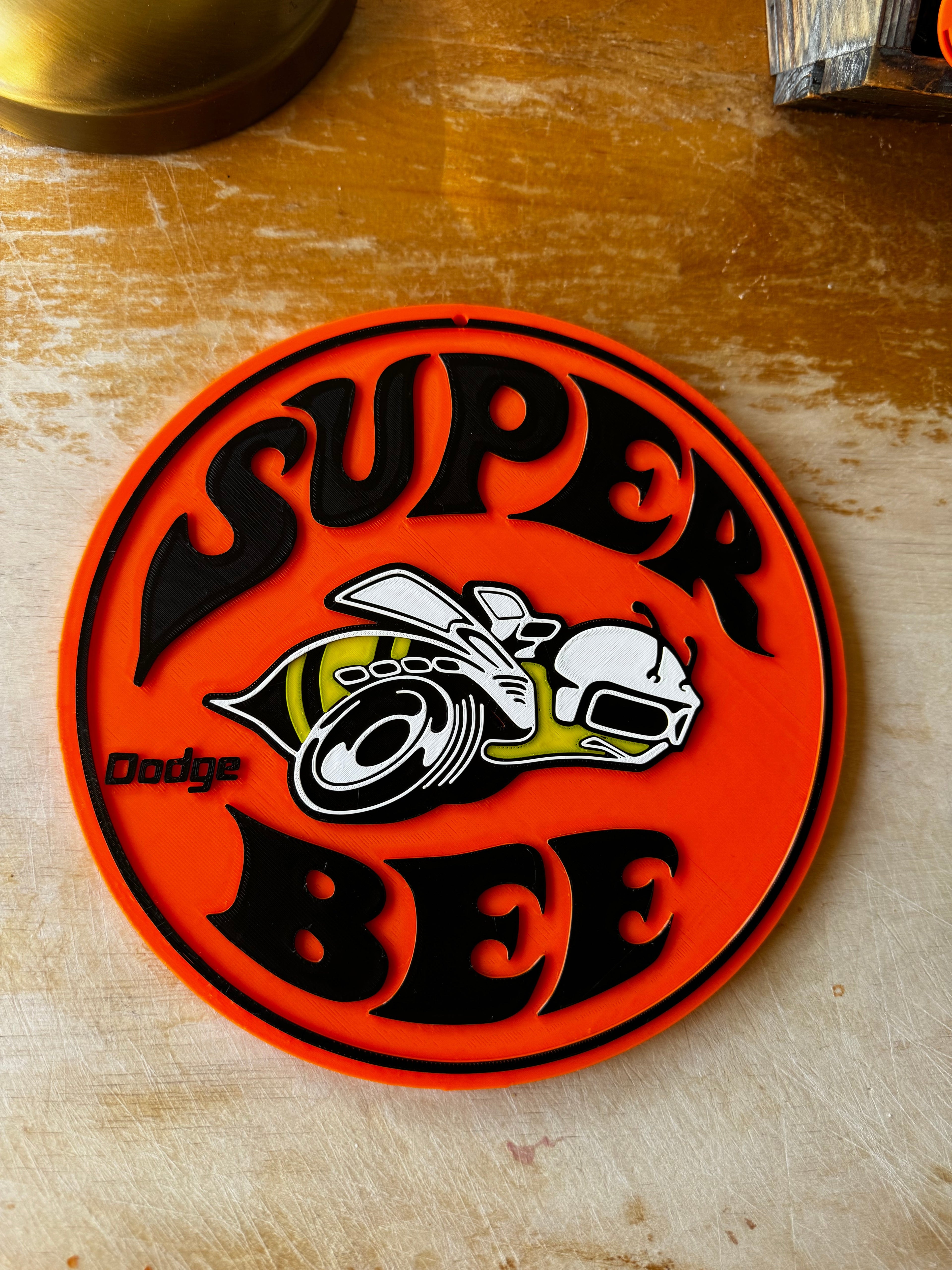 Dodge Super Bee 3D Wall Plaque – Classic American Muscle Car Garage Sign – Retro Mopar Style Display