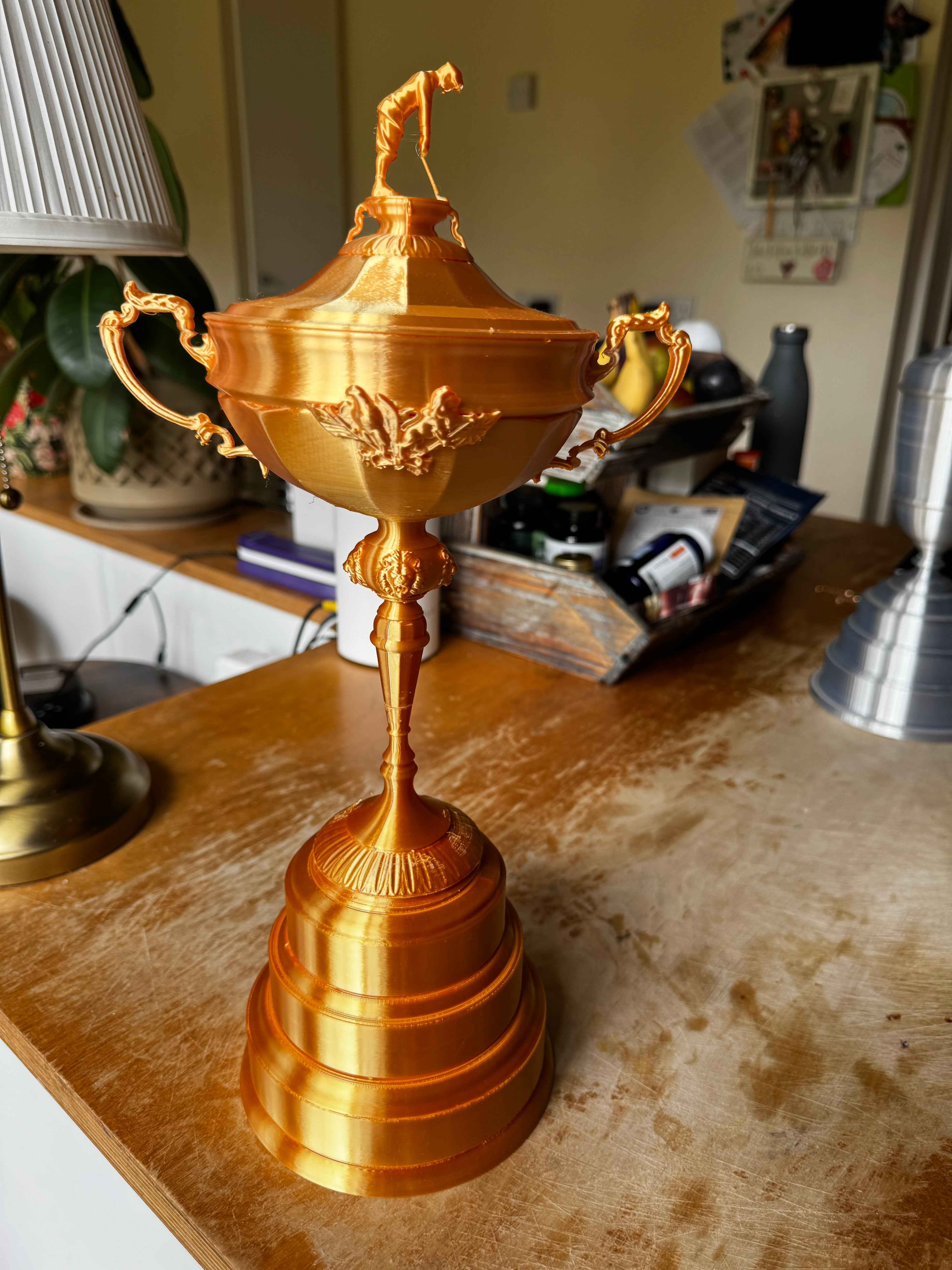 Ryder Cup Inspired Golf Trophy Replica – Gold 3D Printed Golf Trophy – Premium Golf Display & Gift