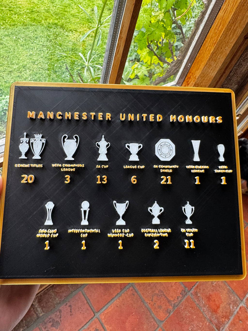 Manchester United Honours 3D Printed Trophy Plaque – Complete Club Trophy History Display – Man Utd Football Wall Sign – Brettin3D