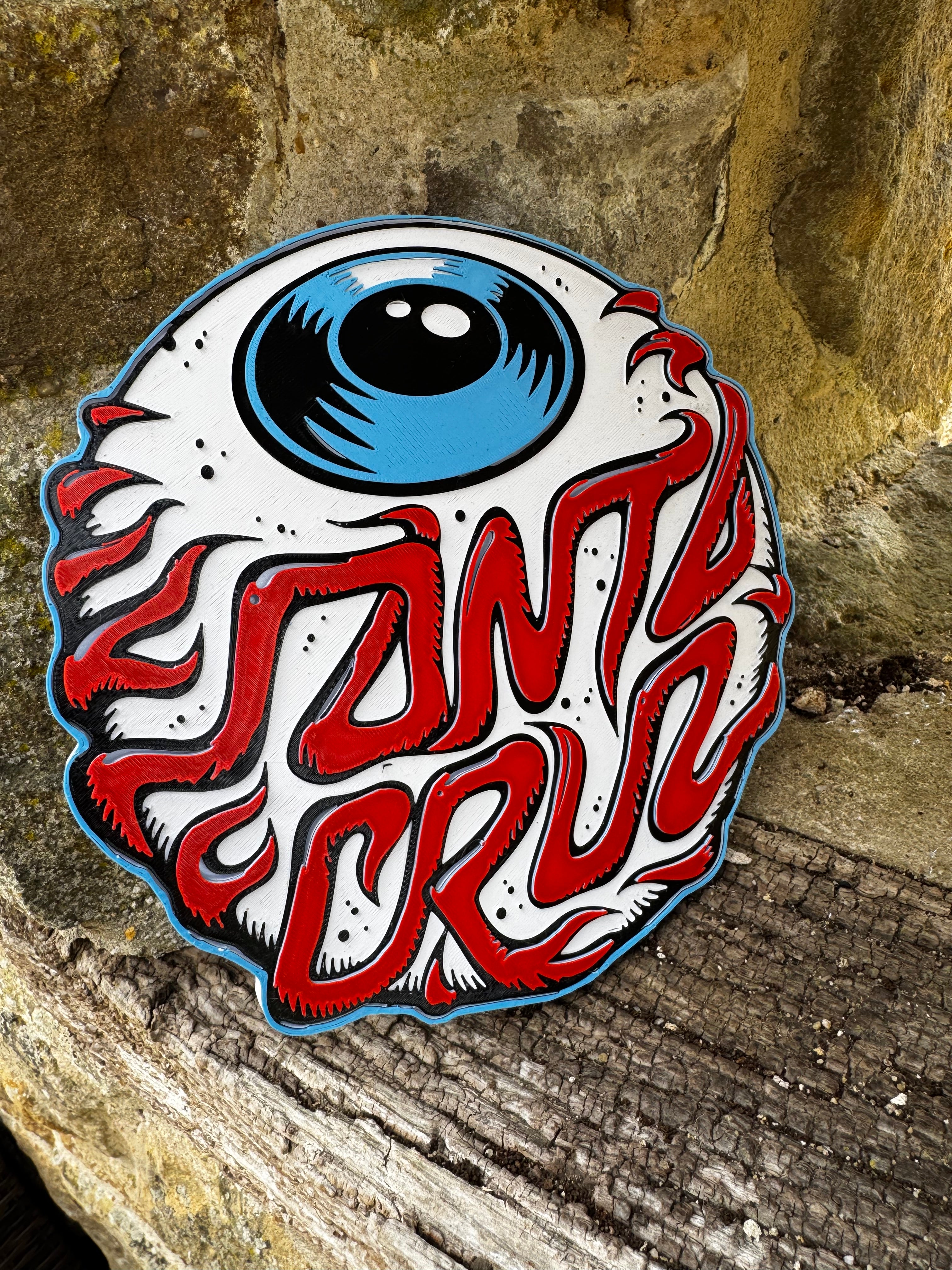 Santa Cruz Screaming Hand Eye 3D Printed Wall Plaque – Skateboard Inspired Retro Skate Sign – Brettin3D