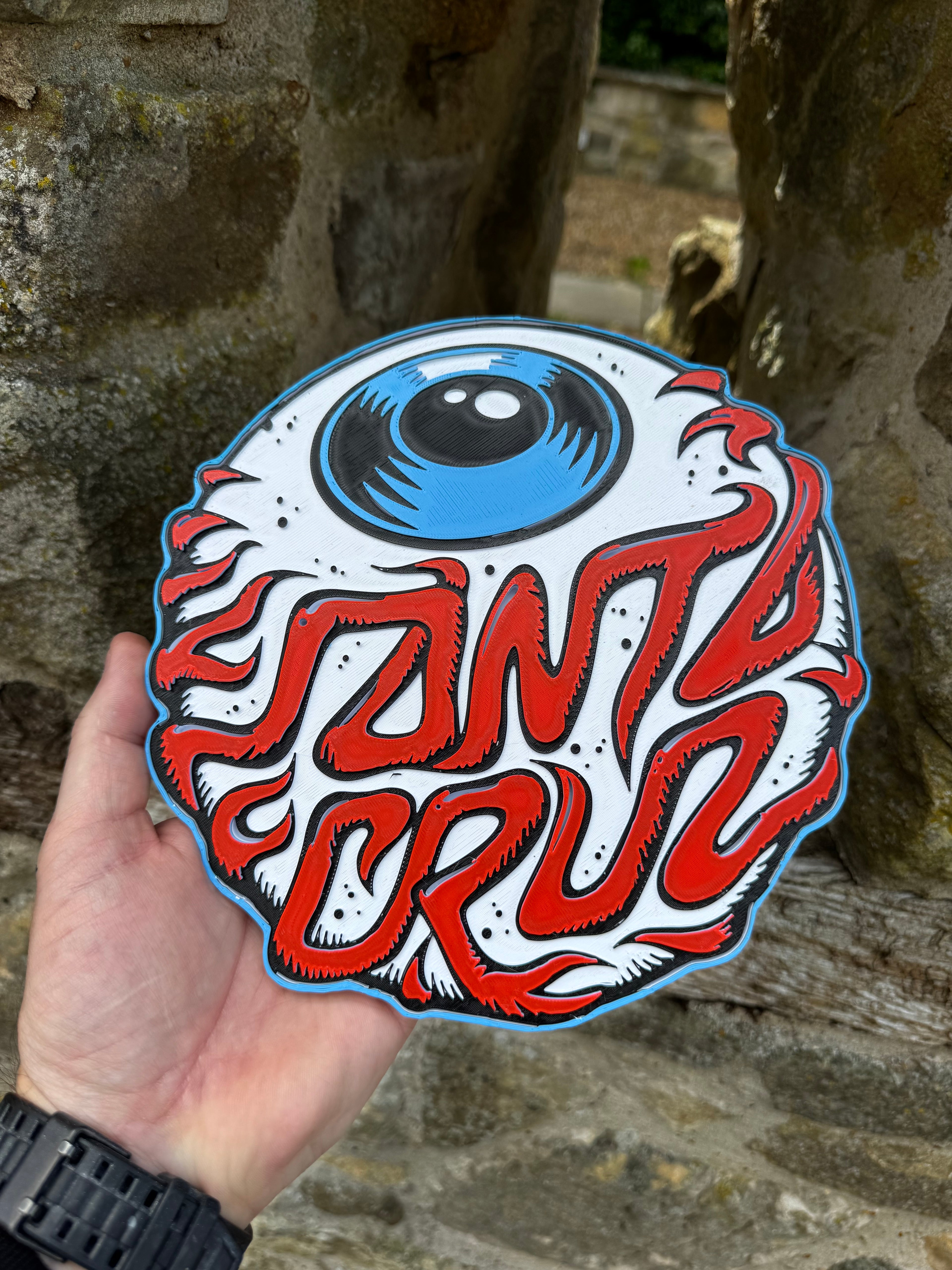 Santa Cruz Screaming Hand Eye 3D Printed Wall Plaque – Skateboard Inspired Retro Skate Sign – Brettin3D