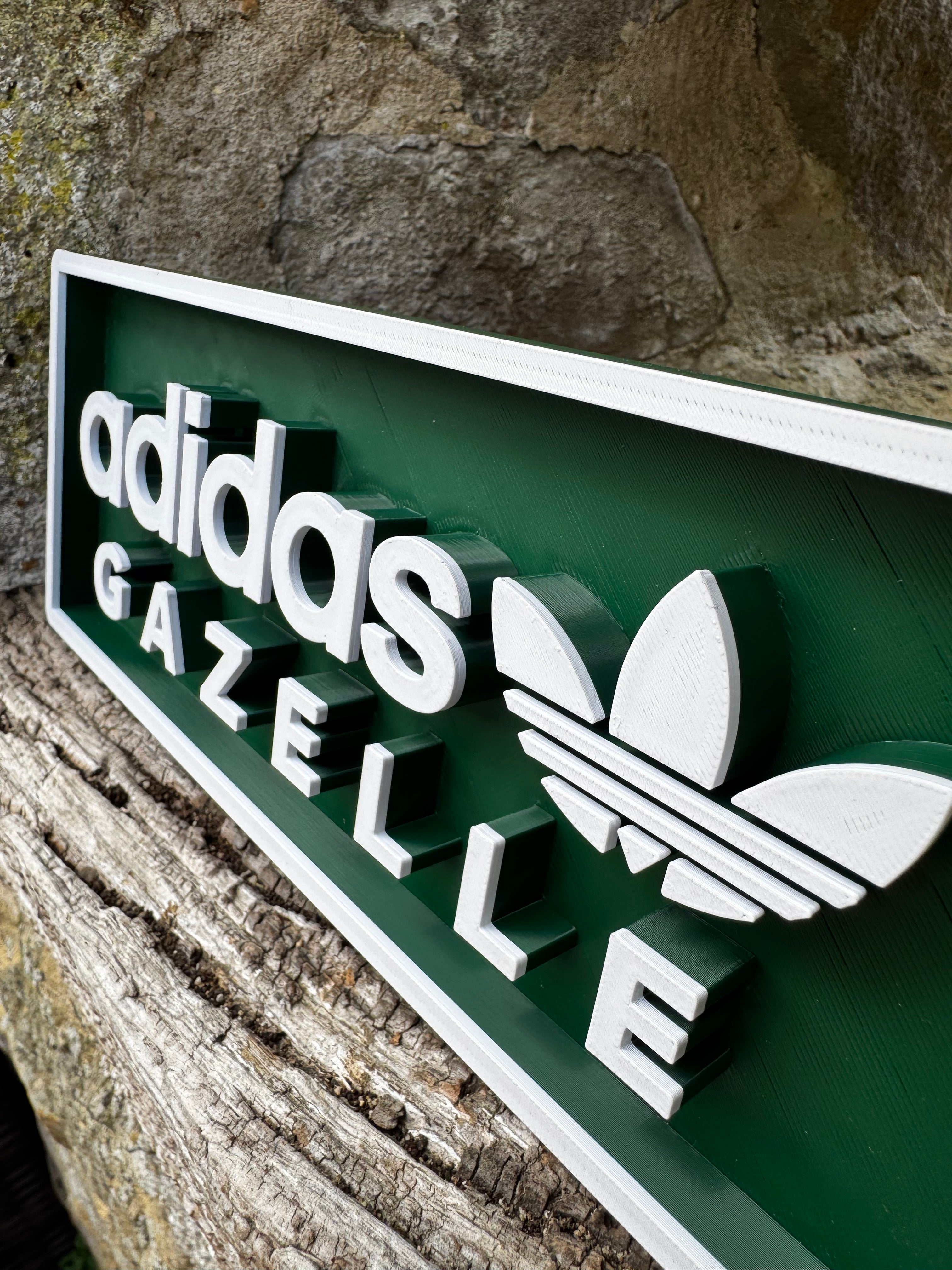 Adidas Gazelle 3D Printed Wall Plaque – Retro Trainer Sneaker Sign – Green & White Adidas Display – Brettin3D