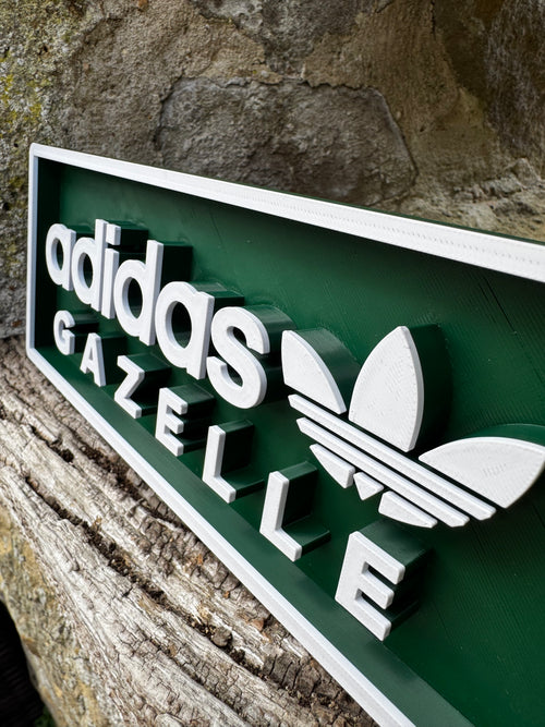 Adidas Gazelle 3D Printed Wall Plaque – Retro Trainer Sneaker Sign – Green & White Adidas Display – Brettin3D