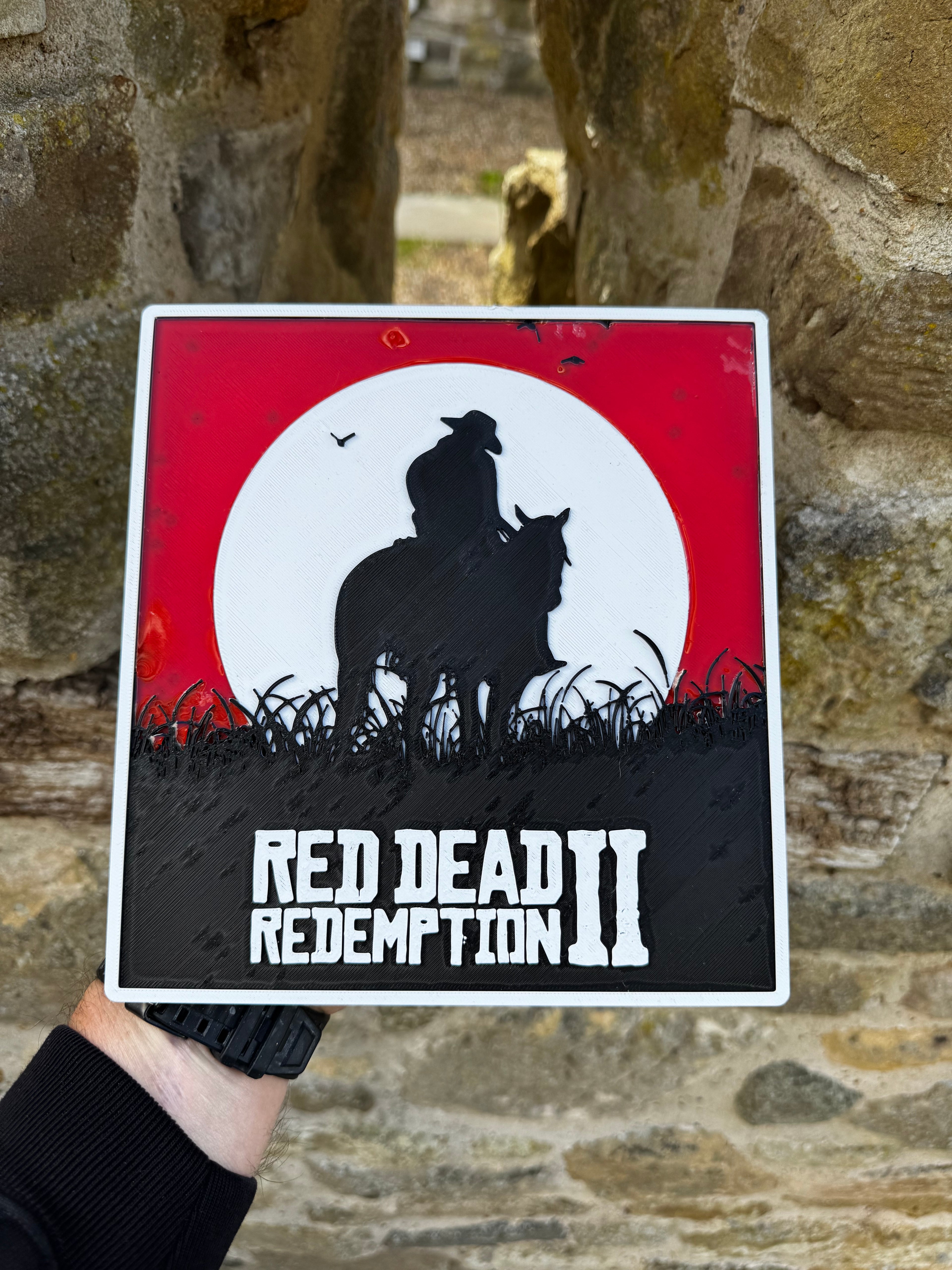 Red Dead Redemption II 3D Printed Wall Plaque – RDR2 Cowboy Gaming Sign – Western Game Room Display – Brettin3D