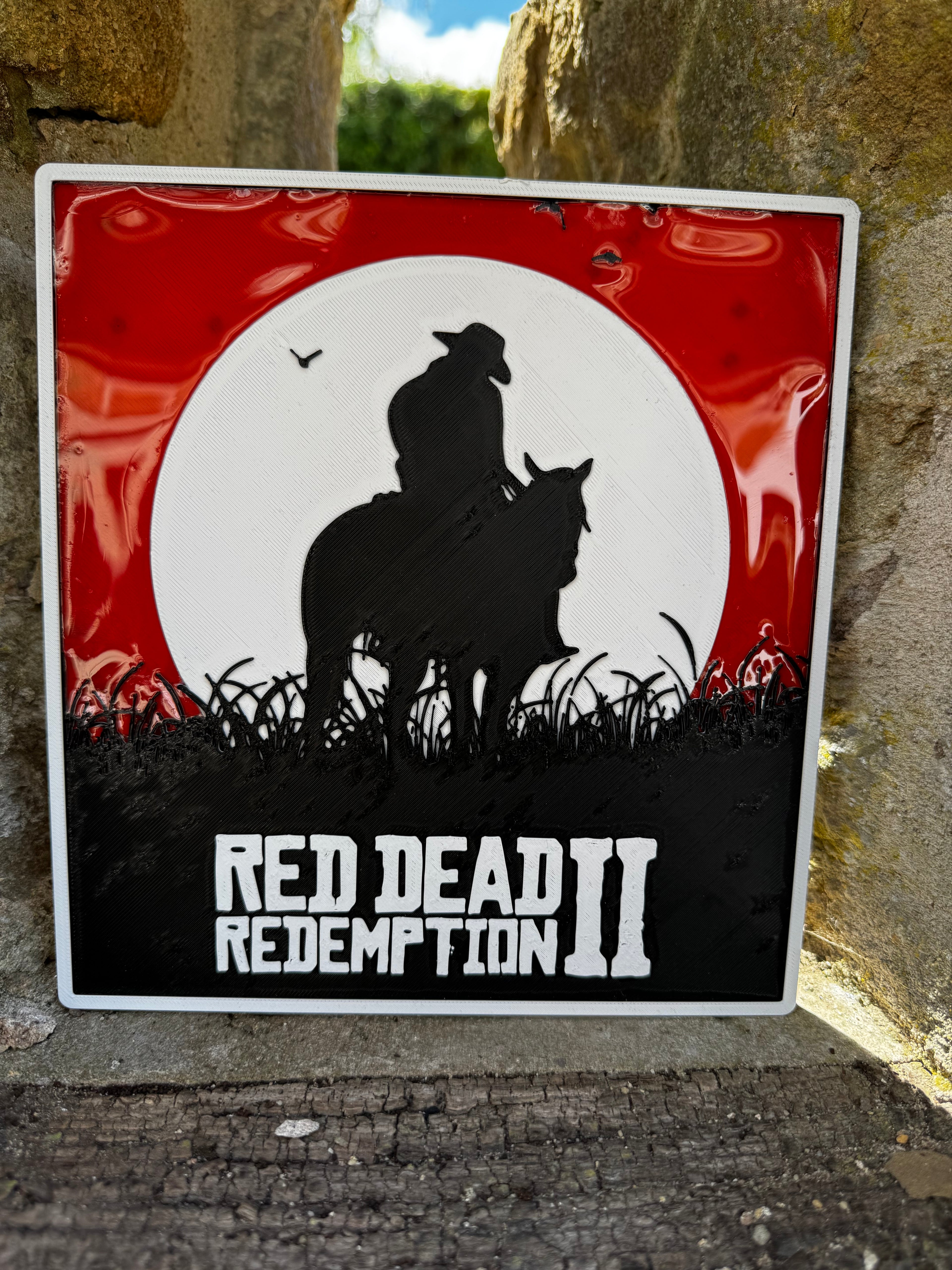 Red Dead Redemption II 3D Printed Wall Plaque – RDR2 Cowboy Gaming Sign – Western Game Room Display – Brettin3D