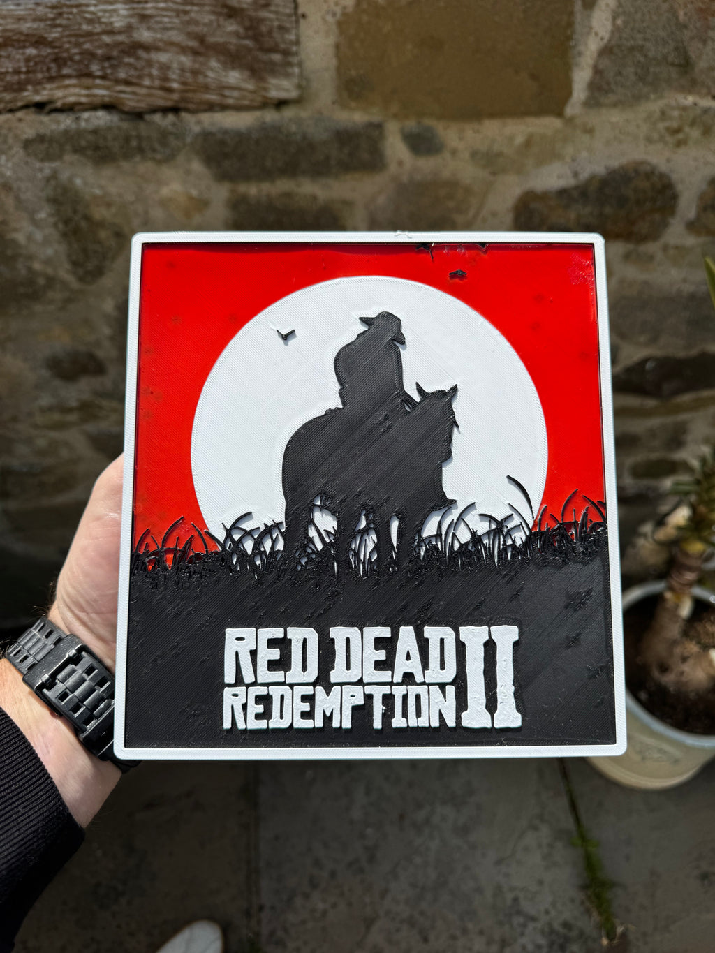 Red Dead Redemption II 3D Printed Wall Plaque – RDR2 Cowboy Gaming Sign – Western Game Room Display – Brettin3D