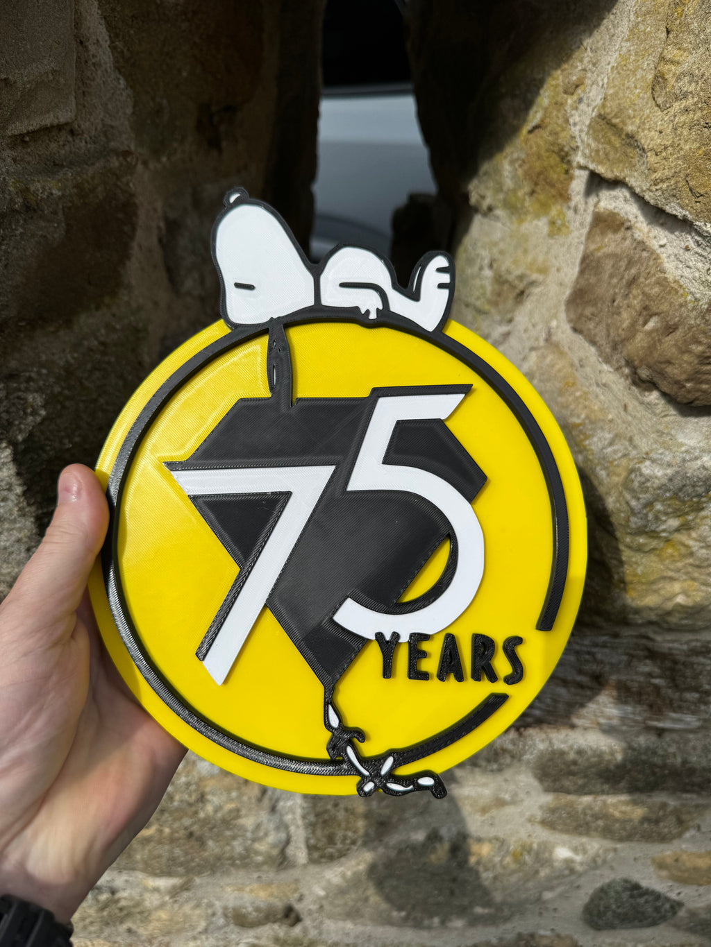 Snoopy 75th Anniversary 3D Printed Wall Plaque – Peanuts 75 Years 1950–2025 – Snoopy & Woodstock Display – Brettin3D