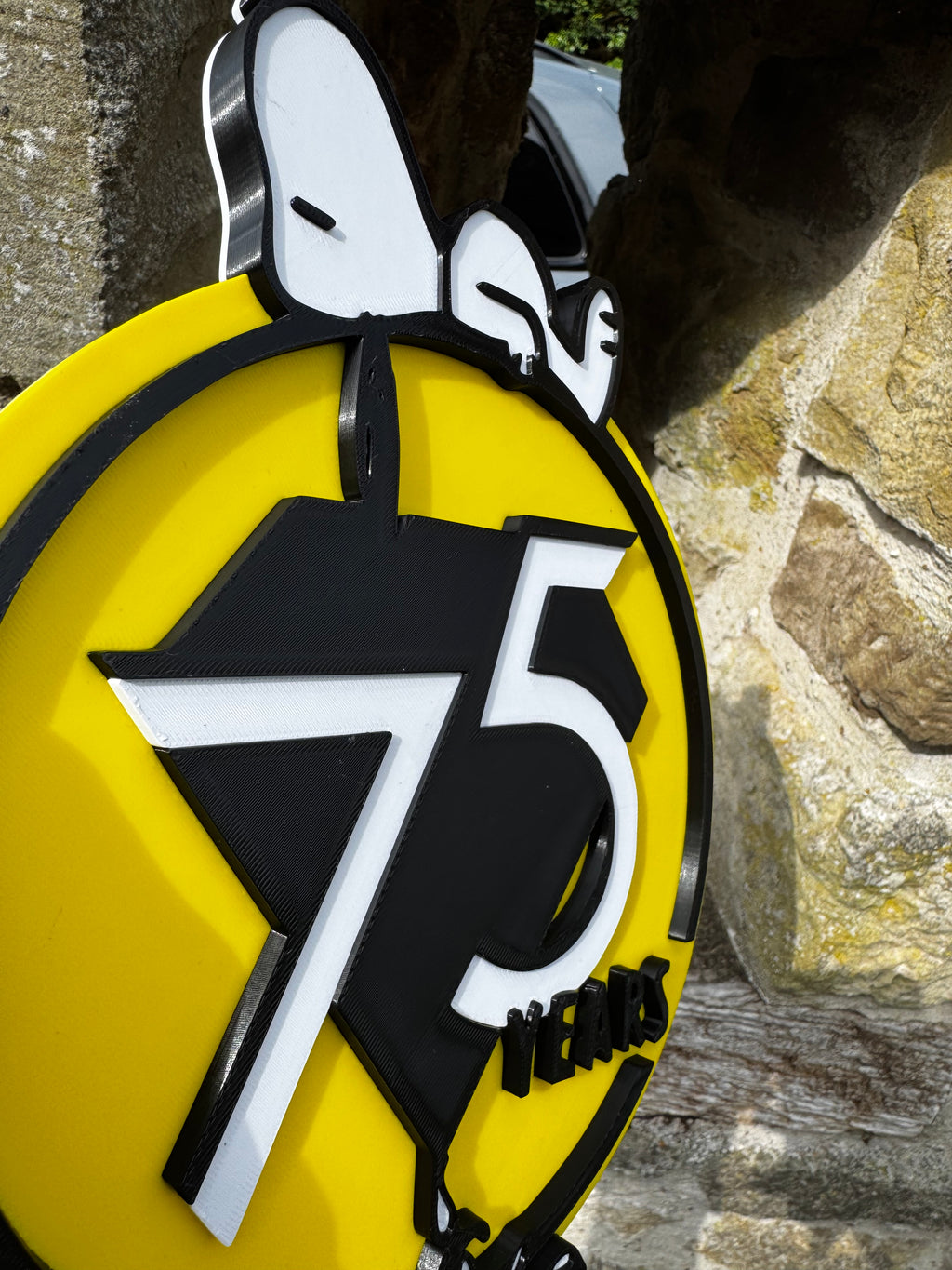 Snoopy 75th Anniversary 3D Printed Wall Plaque – Peanuts 75 Years 1950–2025 – Snoopy & Woodstock Display – Brettin3D