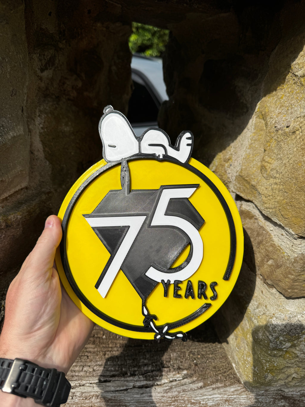 Snoopy 75th Anniversary 3D Printed Wall Plaque – Peanuts 75 Years 1950–2025 – Snoopy & Woodstock Display – Brettin3D