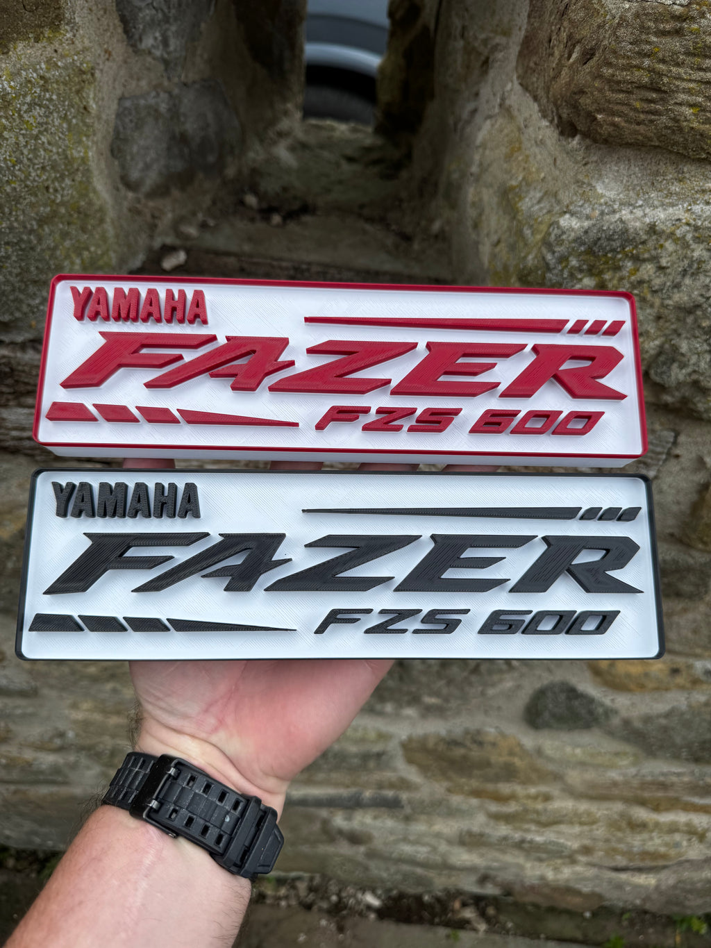 Yamaha Fazer FZS 600 3D Printed Motorcycle Wall Plaque – Red or Black – Yamaha Bike Garage Sign – Brettin3D