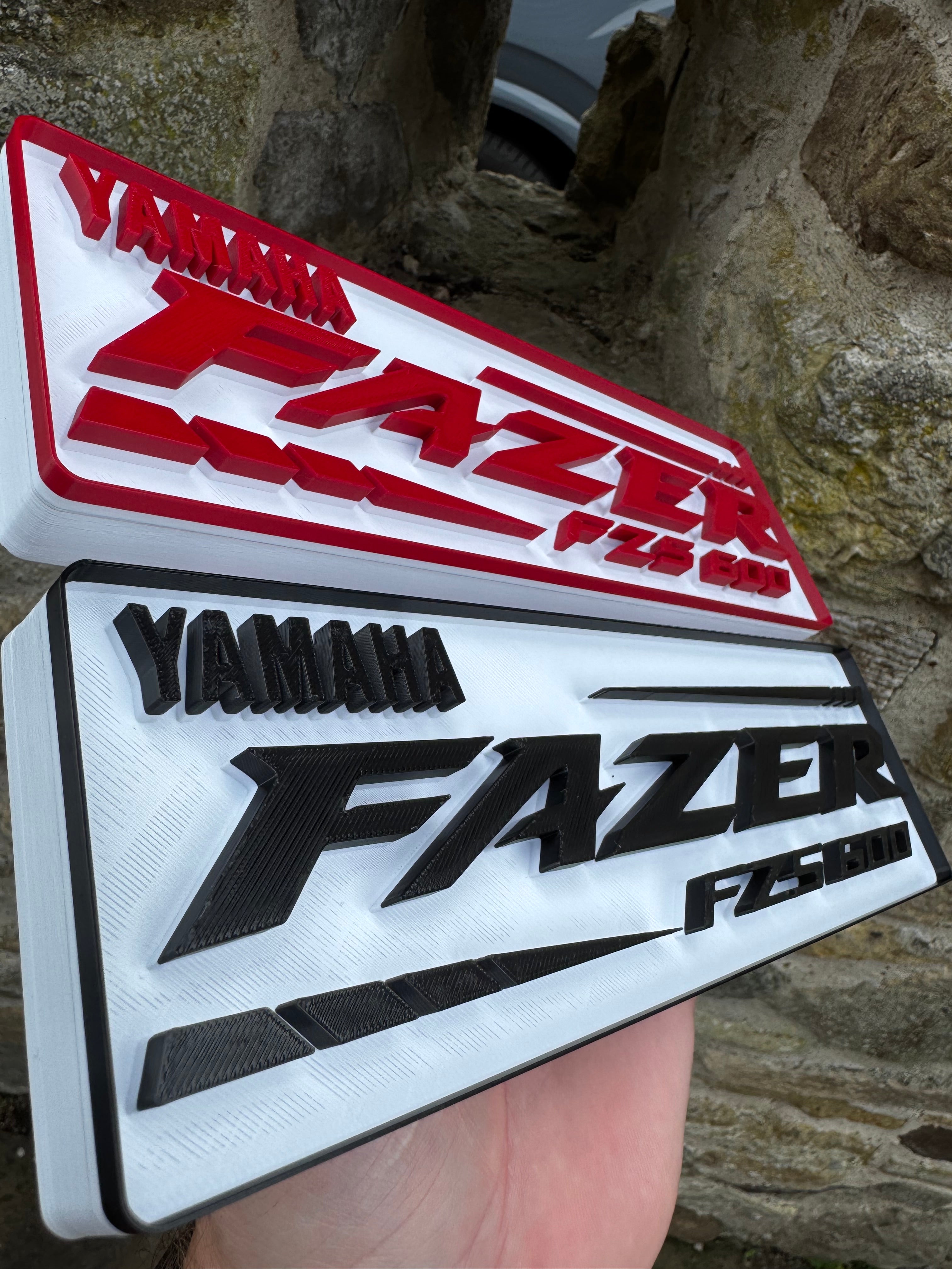 Yamaha Fazer FZS 600 3D Printed Motorcycle Wall Plaque – Red or Black – Yamaha Bike Garage Sign – Brettin3D