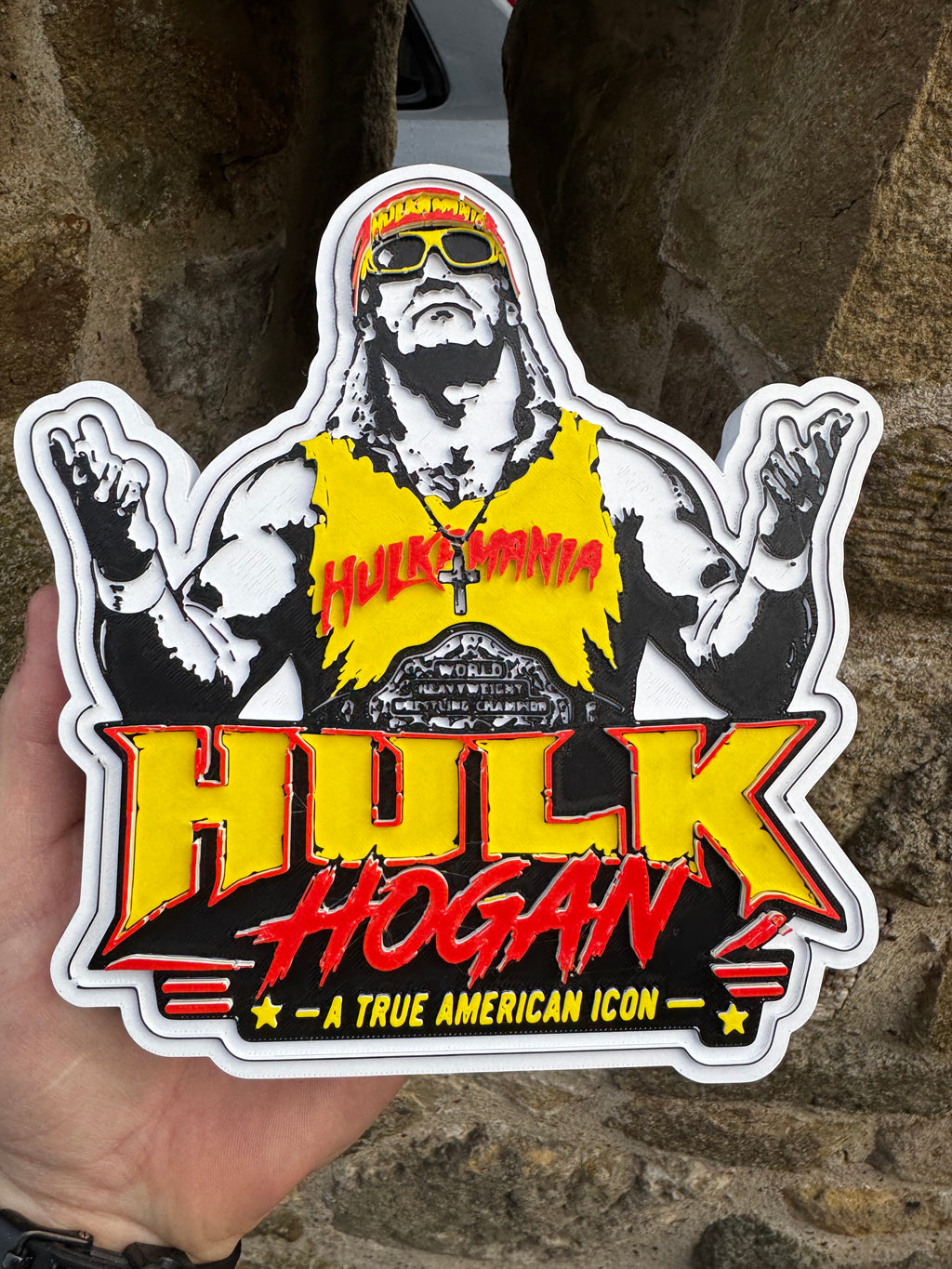 Hulk Hogan 3D Wall Sign – Wrestling Legend Display Plaque
