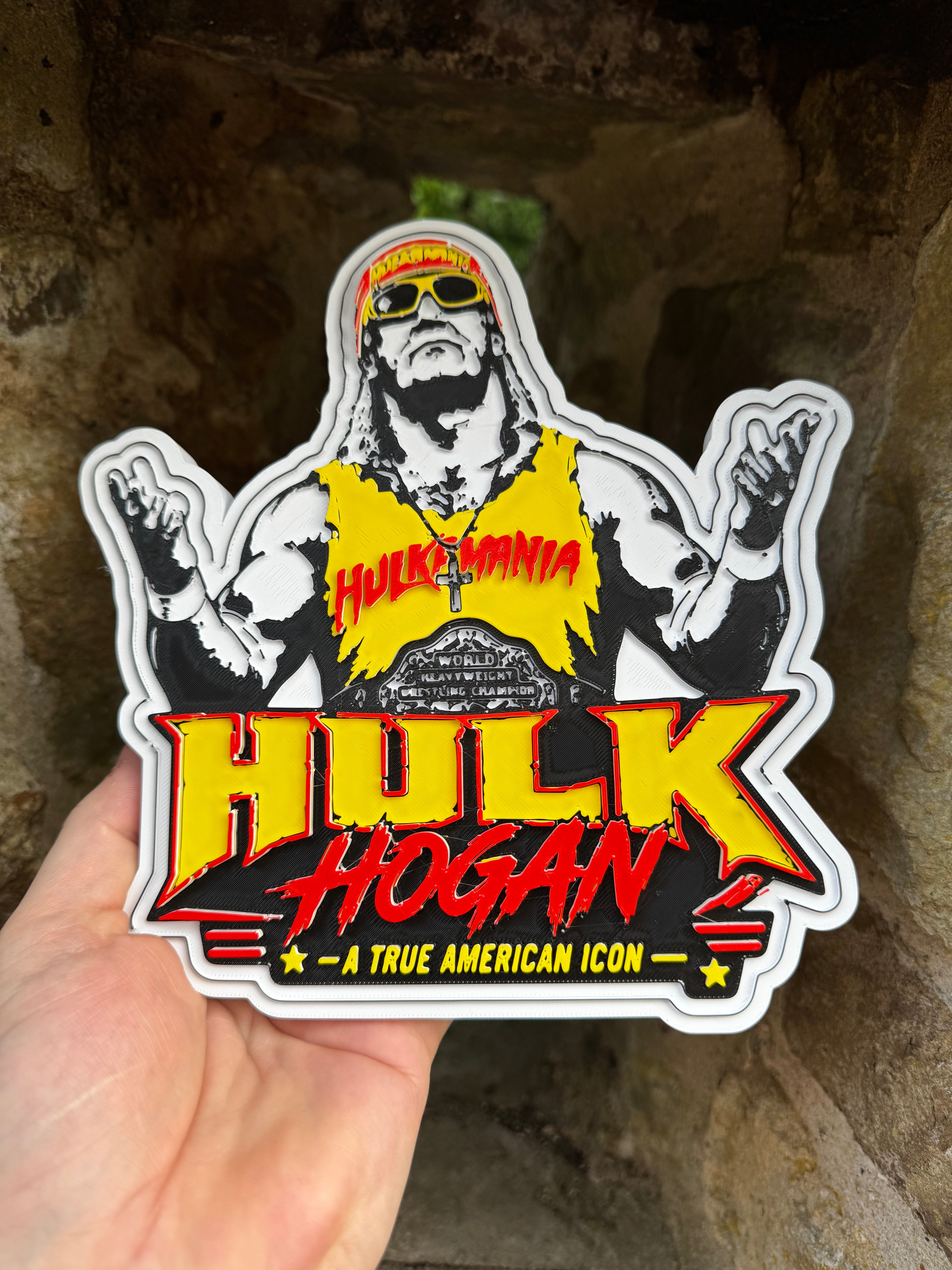 Hulk Hogan 3D Wall Sign – Wrestling Legend Display Plaque