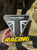 Triumph Racing 3D Wall Sign – Motorcycle Garage Plaque