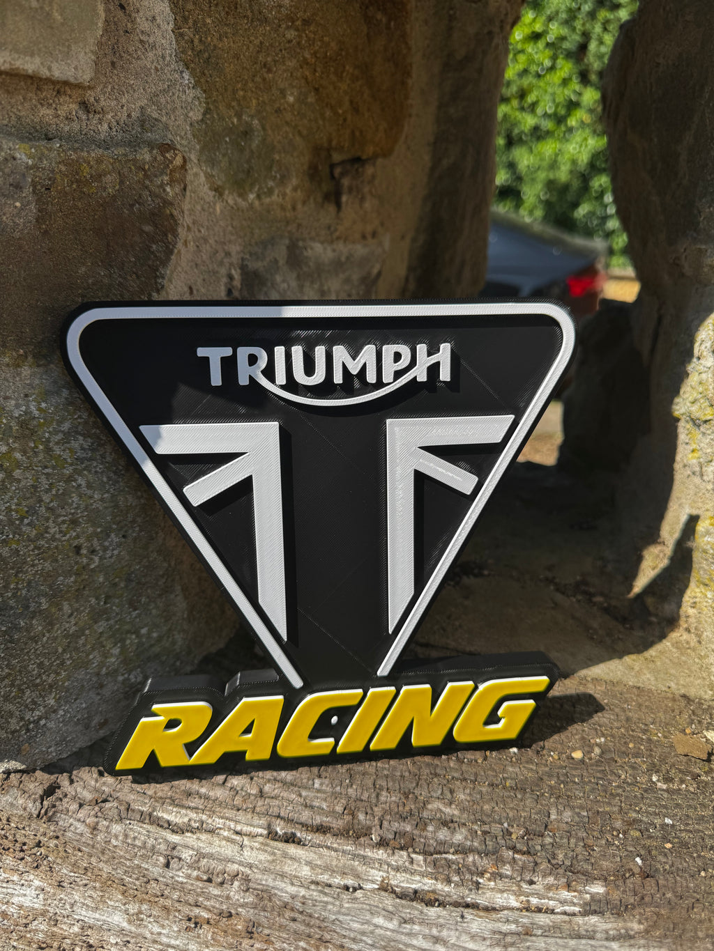 Triumph Racing 3D Wall Sign – Motorcycle Garage Plaque