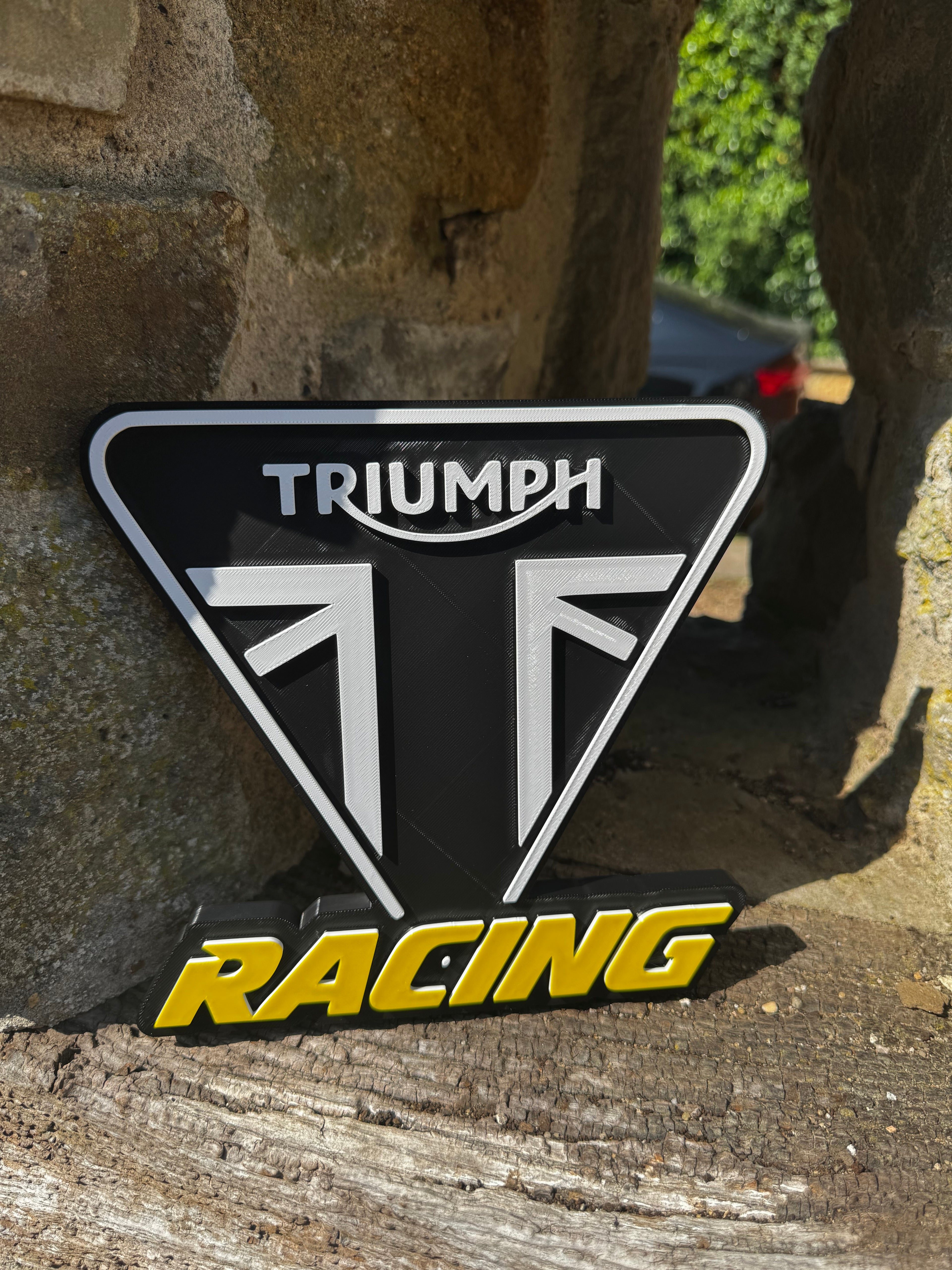 Triumph Racing 3D Wall Sign – Motorcycle Garage Plaque