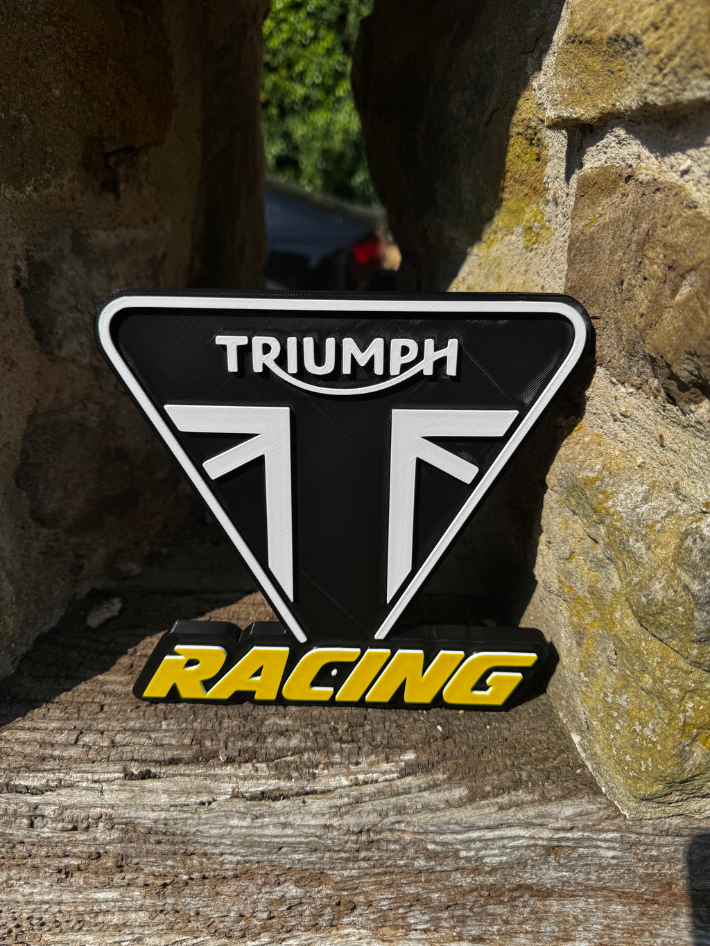 Triumph Racing 3D Wall Sign – Motorcycle Garage Plaque