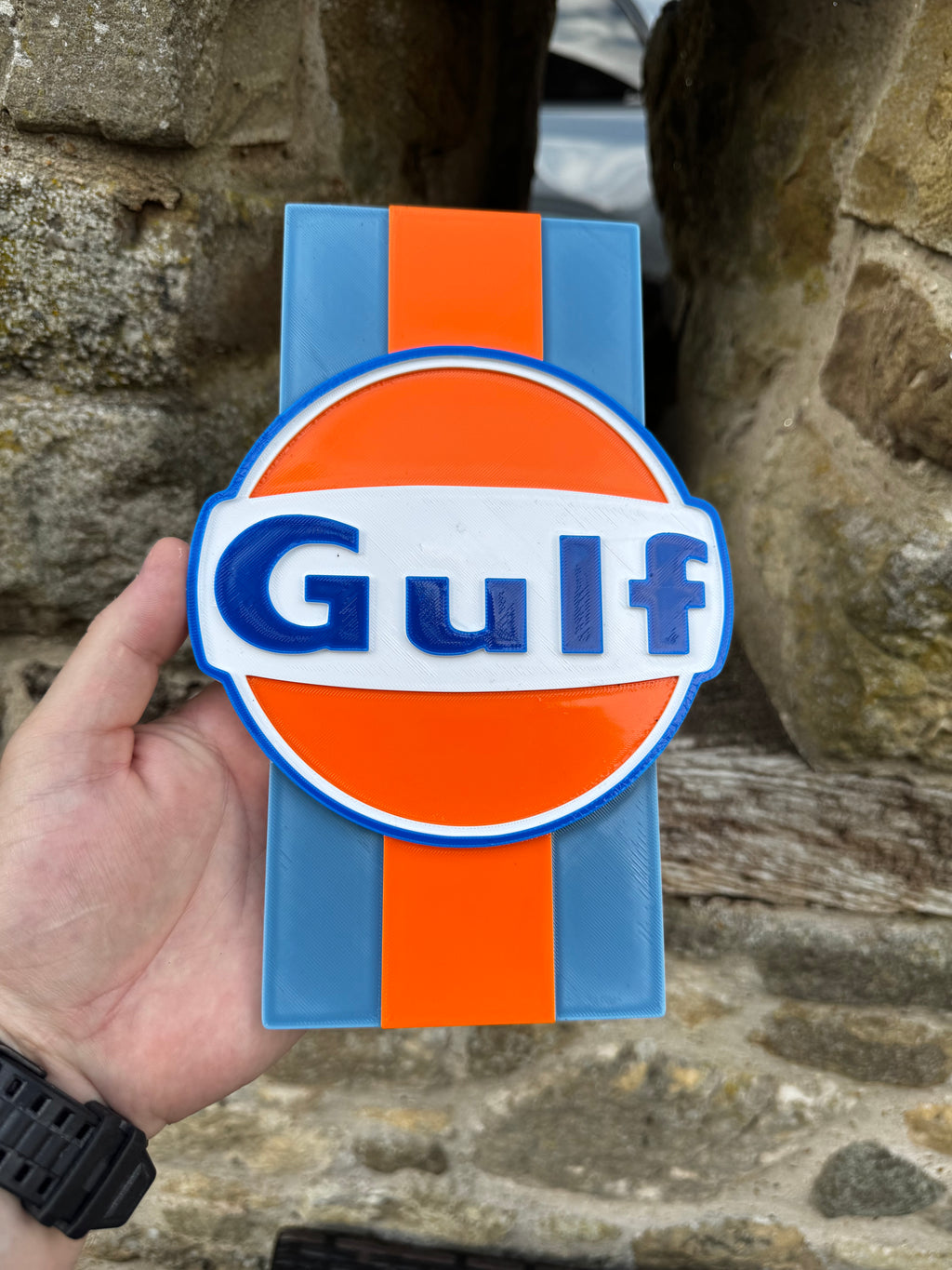 Gulf Racing 3D Printed Wall Art – Premium Retro Motorsport Garage Sign