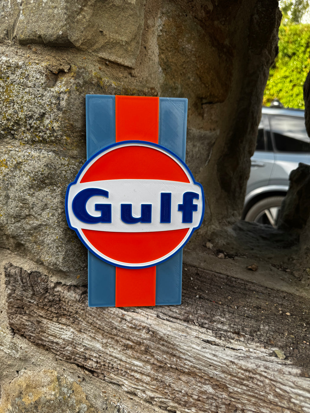 Gulf Racing 3D Printed Wall Art – Premium Retro Motorsport Garage Sign