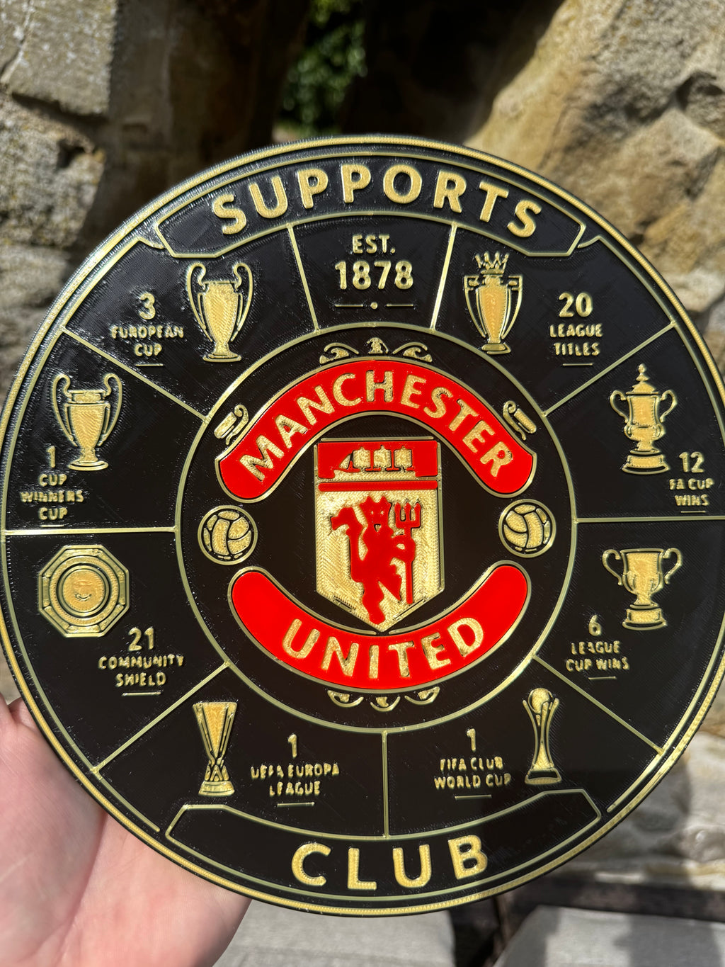 Manchester United Supporters Club Trophy Collection 3D Wall Plaque