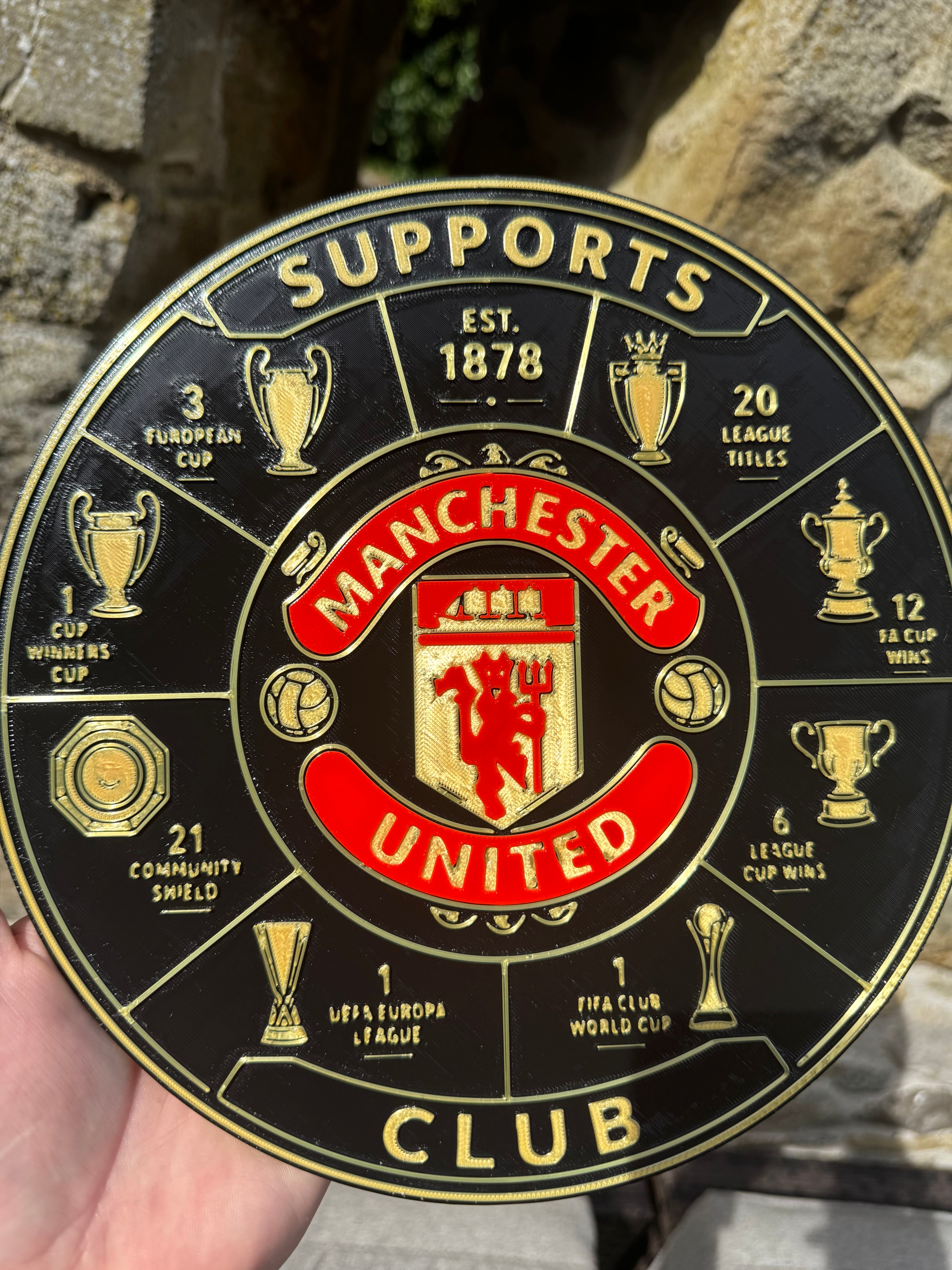Manchester United Supporters Club Trophy Collection 3D Wall Plaque