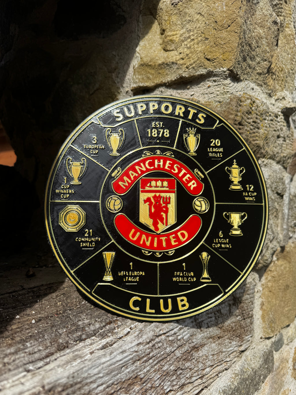 Manchester United Supporters Club Trophy Collection 3D Wall Plaque