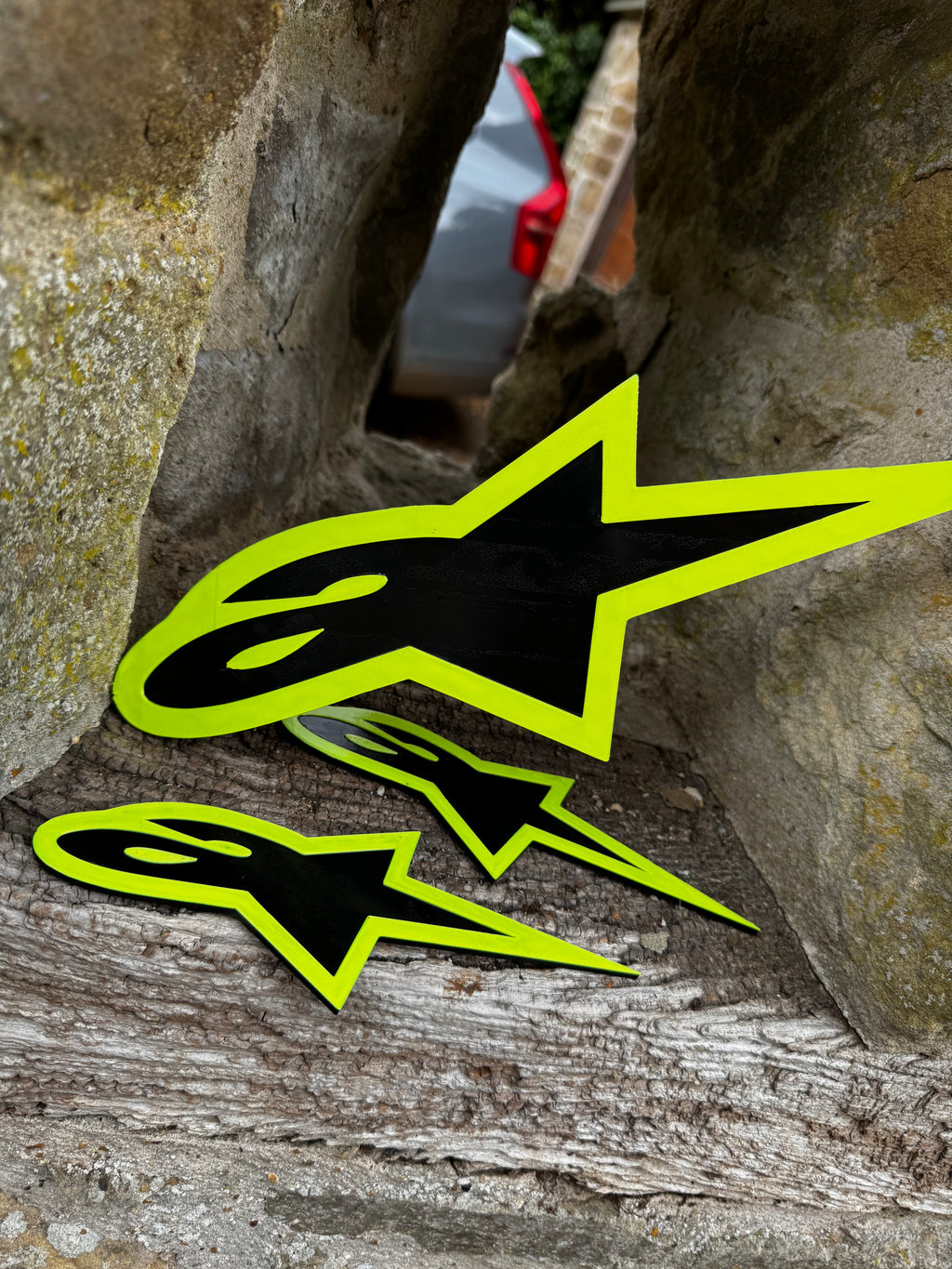 Alpinestars 3D Logo Wall Plaque – Black & Fluorescent Yellow