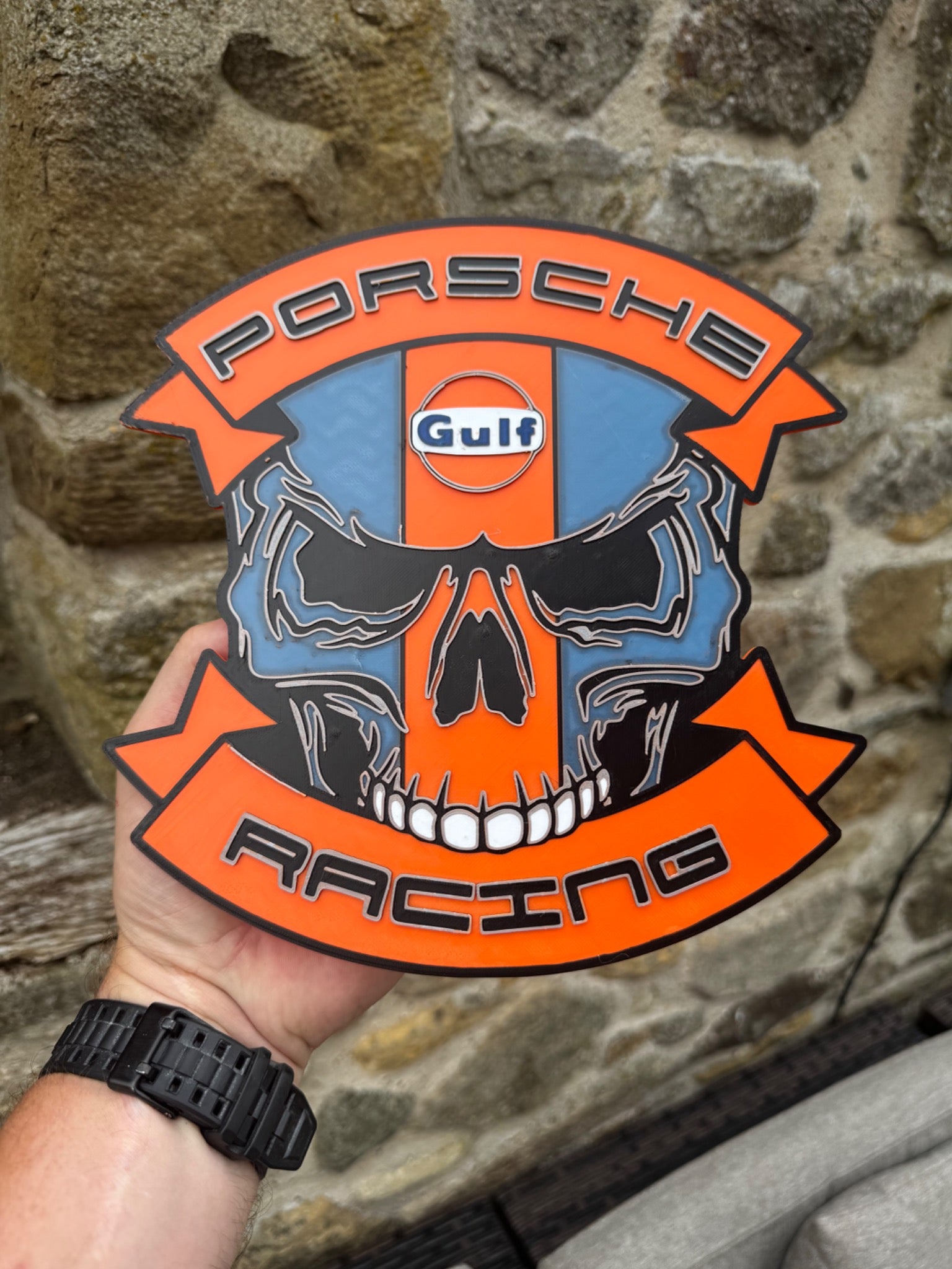 Porsche Gulf Racing Skull 3D Wall Plaque