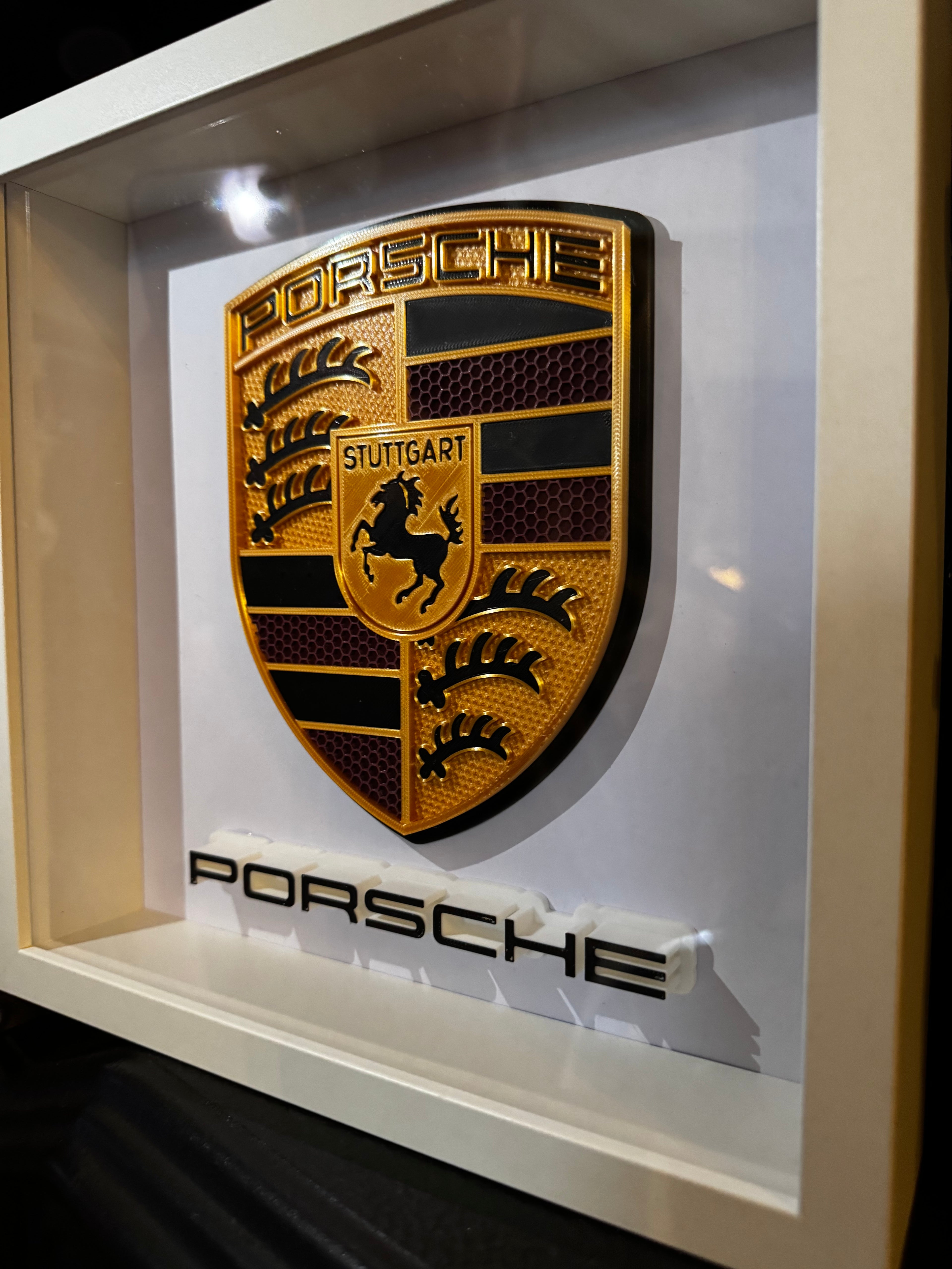 Porsche Crest 3D Framed Display 25cm x 25cm