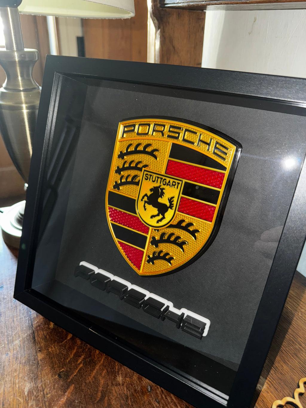 Porsche Crest 3D Framed Display 25cm x 25cm