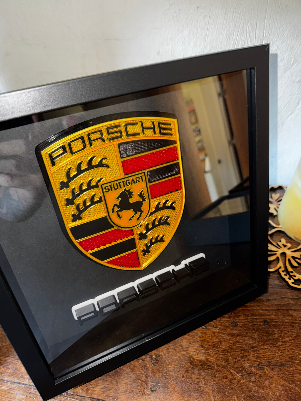 Porsche Crest 3D Framed Display 25cm x 25cm