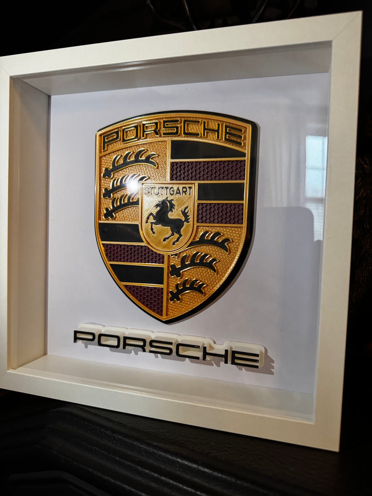 Porsche Crest 3D Framed Display 25cm x 25cm