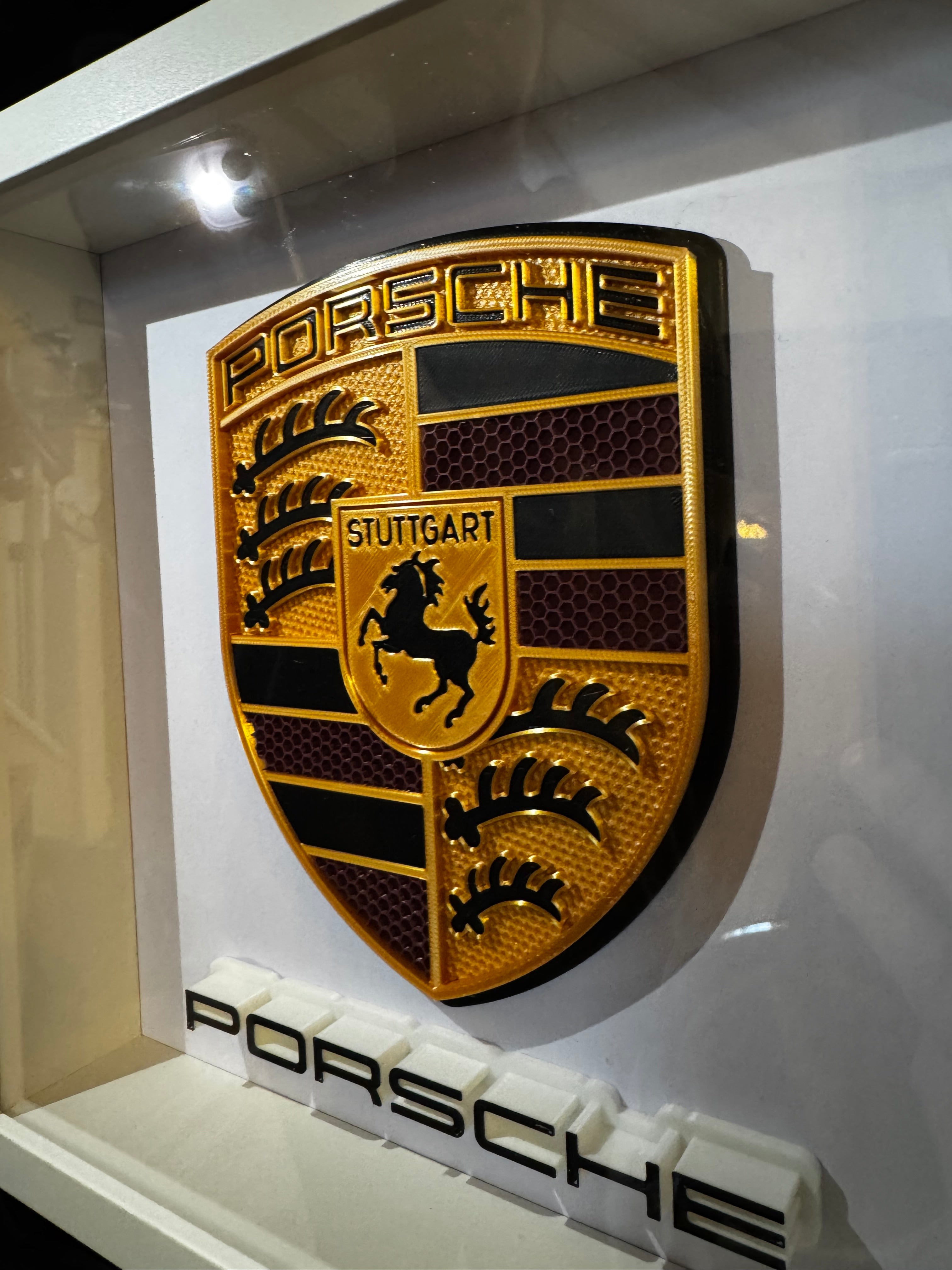 Porsche Crest 3D Framed Display 25cm x 25cm